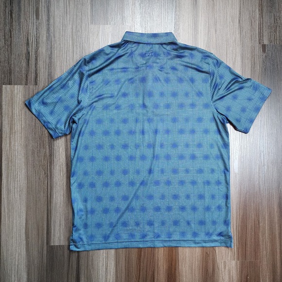 Cutter & Buck TPC Golf Polo Shirt Mens Large Blue Green Grid Stretch Performance - Picture 8 of 9